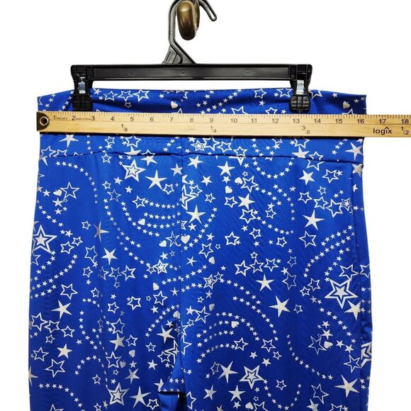 Womens Blue Star Pattern High-Waisted Flared Pants leggings Size L - Picture 6 of 9